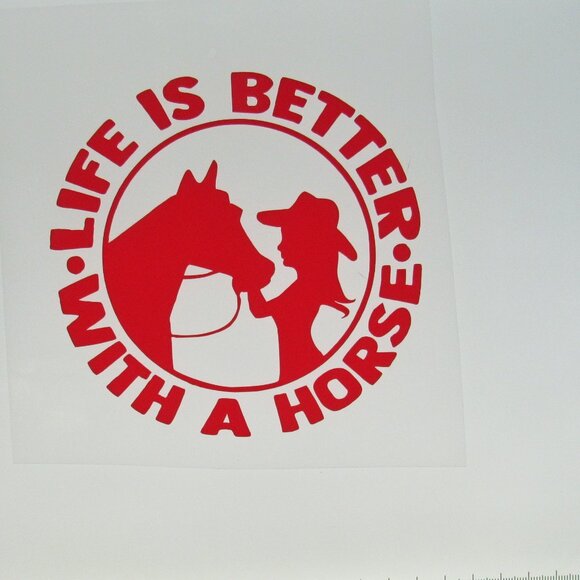 Life Is Better With A Horse Permanent Vinyl Decal, 6" Red Decal - Picture 1 of 3